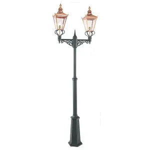 Elstead Chelsea Outdoor Twin Head Lamp Post, Copper & Black, IP44, E27