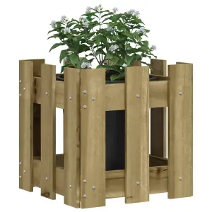 Berkfield Garden Planter with Fence Design 30x30x30 cm Impregnated Wood Pine