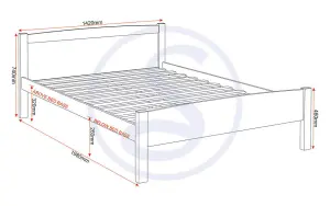 Amber Double 4ft6 135cm Wooden Bed Frame in Grey Slate