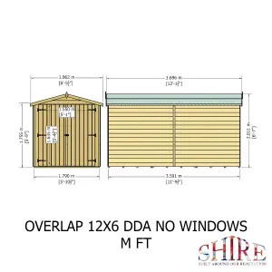 Shire 12x6 Overlap Double Door Apex Shed No windows