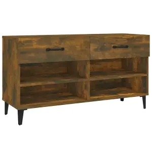 Berkfield Shoe Cabinet Smoked Oak 102x35x55 cm Engineered Wood