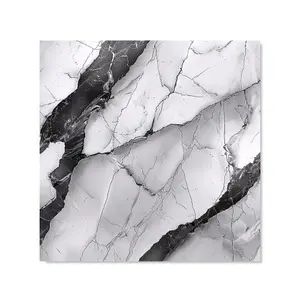 Grey And White Marble Effect Premium Glass Kitchen Splashback W600mm x H600mm