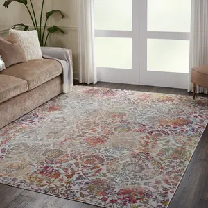 Ivory Orange Rug, Stain-Resistant Floral Rug, Ivory Orange Traditional Rug for Bedroom, & Dining Room-239cm X 300cm