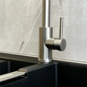 Liquida CT593BS Brushed Steel Spring Kitchen Mixer Tap With Pull Out Spray Head