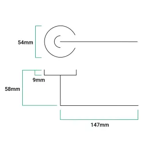 AFIT Satin Aluminium Return To Door Lever on Rose Door Handle 19 x 52mm