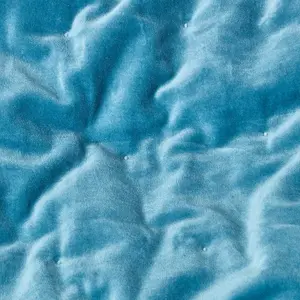 Homescapes Blue Velvet Quilted Throw, 150 x 200 cm