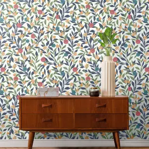 Galerie Mulberry Tree Multicoloured Floral Leaf Wallpaper Roll