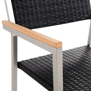 Set of 4 Garden Chairs GROSSETO PE Rattan Black