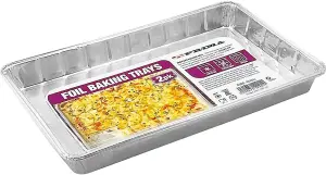 Pack Of 16 Foil Baking Trays Strong Aluminium Foil Trays Ideal For Baking Bbq Roasting Grilling & Food Storage