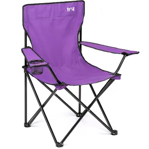 Folding Camping Chair Lightweight Portable With Cup Holder Fishing Outdoor Purple Trail