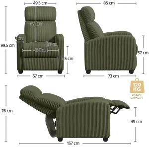 Yaheetech Dark Green Upholstered Recliner Chair with Pocket Spring