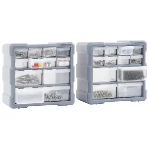 Berkfield Multi-drawer Organisers with 12 Drawers 2 pcs 26.5x16x26 cm