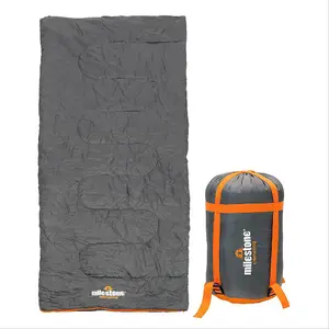 Milestone Camping Envelope Single Sleeping Bag - Grey