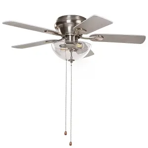 Ceiling Fan with Light Silver with Light Wood SIRAMA