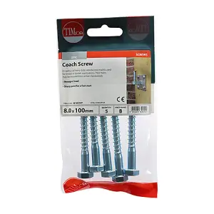 TIMCO Coach Screws Hex Head Silver  - 8.0 x 100