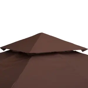 Outsunny 3(m) 2 Tier Garden Gazebo Top Cover Replacement Canopy Roof Coffee