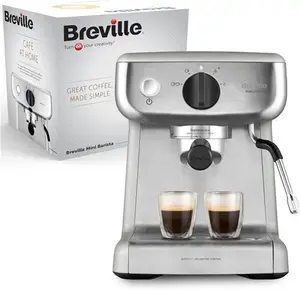 Breville Barista Mini Espresso, Latte And Cappuccino Coffee Machine 2L Water Tank Milk Frother 15 Bar Italian Pump Stainless Steel [VCF125]