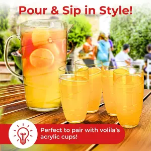 2L Plastic Jug with Lid & Vented Spout - 2-Pack Swirl Design Pitcher for Pimms, Juices, BBQs, Picnics & Garden Parties