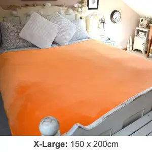 Snug-Rug Premium Blanket Luxury Sherpa Fleece Sofa TV Throw Large Blankets 150x200cm - Mandarin