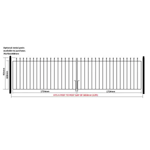 MANA Ball Top Pair of Metal Driveway Gates 3658mm GAP x 915mm High MAZP55