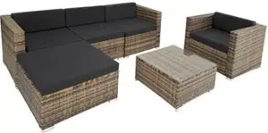 Tectake Garden Furniture Set Milan - Outdoor Sofa Set With Armchair, Side Table And Stool - Nature