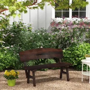 Costway 2-Seat Outdoor Patio Bench 120cm Spruce Wood Garden Loveseat with Inclined Backres