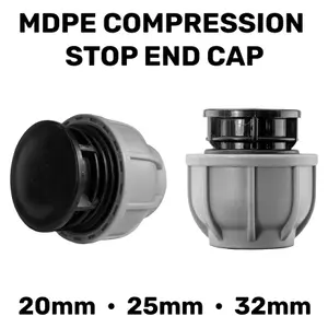 25mm mdpe compression fitting BLANKING END CAP for use with 25mm mdpe water supply pipe