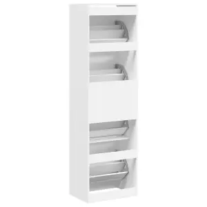 Berkfield Shoe Cabinet with 4 Flip-Drawers White 60x42x204 cm