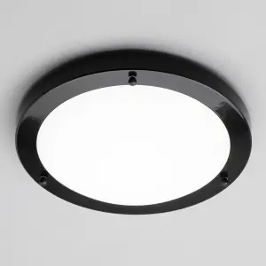 Litecraft Mari Black 18w Large LED Flush Bathroom Ceiling Light