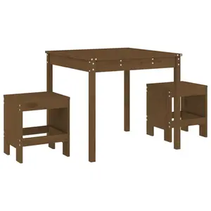 Nazayah 17 Stories Bar Set with Wood Frame and Solid Wood Outer Material Honey Brown