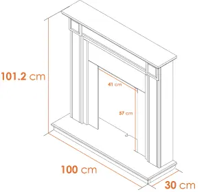 Adam Georgian Fireplace in Pure White & Black, 39 Inch