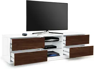 Centurion Supports Avitus Gloss White with 4-Walnut Drawers and 2 Shelves up to 65" LED, LCD, Plasma TV Cabinet