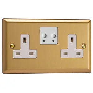 Varilight 2-Gang 13A Single Pole WiFi Switched Socket for V-Pro Smart Supla Brushed Brass