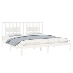 Berkfield Bed Frame White Solid Wood 180x200 cm 6FT Super King