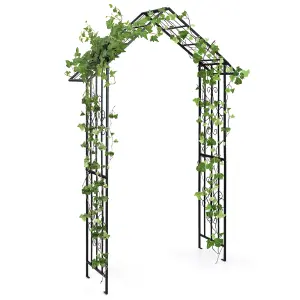 COSTWAY Outdoor Arbour Archway Metal Garden Arch Trellis for Plant Climbing