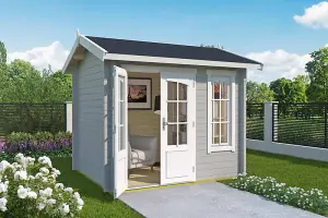 Alex Mini-Log Cabin, Wooden Garden Room, Timber Summerhouse, Home Office - L290 x W254.1 x H245.1 cm