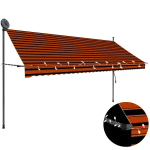 Berkfield Manual Retractable Awning with LED 350 cm Orange and Brown