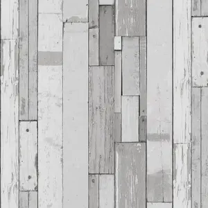 GoodHome Laas Grey Wood effect Textured Wallpaper Sample