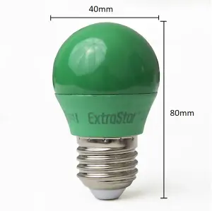 Extrastar 4W Green LED Golf Ball Modern ColouGreen Light Bulb E27 (Pack of 6)