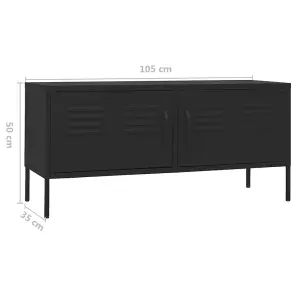 Berkfield TV Cabinet Black 105x35x50 cm Steel