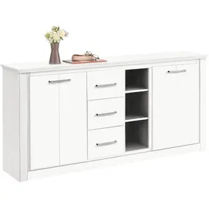 Silvie 170 Cm Wide 3 Drawer Pine Solid Wood Sideboard White