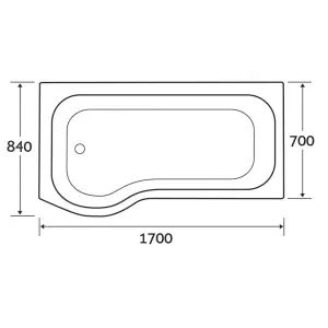 Canberra Right Hand White Super-Strong Acrylic P-Shaped Shower Bath (L)1700mm (W)840mm