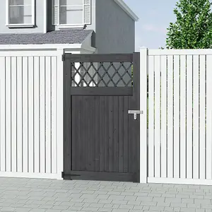 90cm W x 2.3cm D x 150cm H Grey Rhombus Garden Wood Fence Gate, Assembly Required Wooden Door