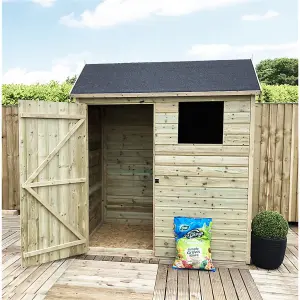 7 x 4 REVERSE Premier Pressure Treated T&G APEX Wooden Garden Shed + 1 Window + Single Door (7' x 4' / 7ft x 4ft) (7x4 )