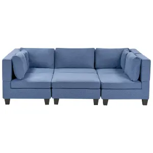 5-Seater Modular Fabric Sofa with Ottoman Blue UNSTAD