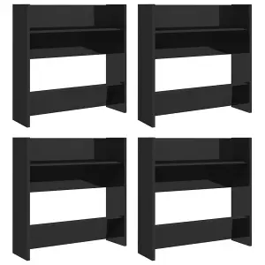 Berkfield Wall Shoe Cabinets 4 pcs High Gloss Black 60x18x60 cm Engineered Wood