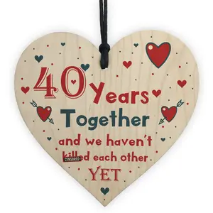 Funny Rude 40th Anniversary Gift For Husband Wife Gift For Him Her Wooden Heart