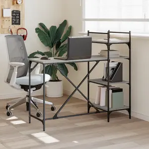 Berkfield Computer Desk with Shelves Grey Sonoma 120x47x109 cm