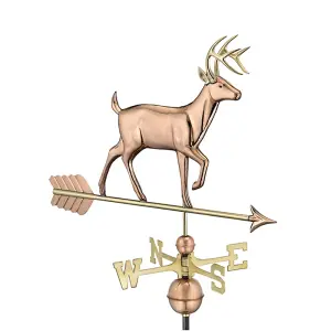 Farmhouse Copper Buck Deer Weathervane - H104 x W84 x L44 cm