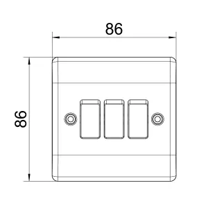 BG Brushed Steel 20A 2 way 3 gang Light Switch